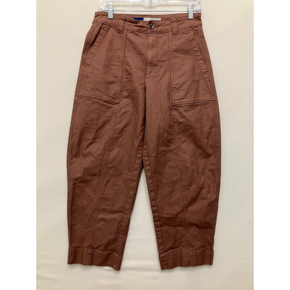 Old Navy Barrel Leg Crop Pants size 4 Brown High Rise Utility Gorpcore